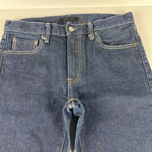 Uniqlo Jean Mens 31x30* Slim Straight Selvedge Kaihara Dark Blue Denim Tag 31x32 - Picture 2 of 16